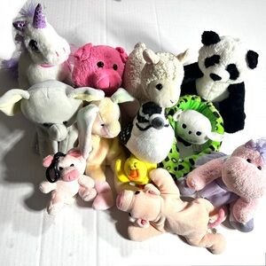Plush Animals Mixed Lot Soft Clean Colorful Easter Basket Pigs Bunny Bear 13 pc